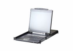 ATEN Switch KVM over IP LCD PS/2-USB VGA a binario singolo a 16 porte per 1 accesso condiviso locale/remoto (ATEN Slideaway CL5716IN - KVM console with KVM switch - 16 ports - PS/2, USB - 19" - rac...