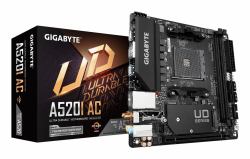GIGABYTE A520I AC Scheda madre (Gigabyte A520I AC Ultra Durable AMD AM4 Socket Motherboard, Mini-ITX, 2x DDR4 Slots, 1x M.2 Socket, GbE LAN, Wi-Fi 5, 1x DisplayPort / 2x HDMI Ports)