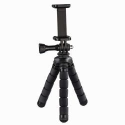 Hama Mini Treppiedi con gambe a snodo per Smartphone e Gopro, 14 cm, nero (Hama "Flex" stÃ¸ttesystem - skyde greb)