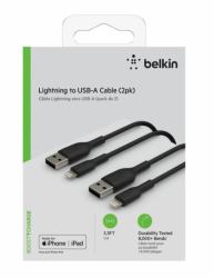 Belkin CAA001BT1MBK2PK cable de conector Lightning 1 m Negro (BOOST CHARGE USB-A TO LIGHTNING - CABLE PVC 1M [2 PK] BLACK)