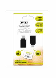 Port Designs 900142 cambiador de género para cable USB-C USB-A Negro 