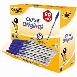 BIC Cristal Azul Bolígrafo Medio 100 pieza[s] (BIC Cristal Blue Medium Ballpoint Pen Pack of 100)