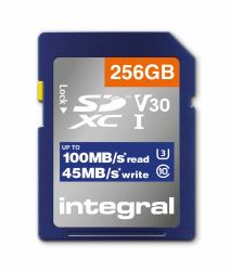 Integral INSDX256G-100V30 memoria flash 256 GB SD UHS-I (256GB SD MEMORY CARD SDXC UHS-1 U3 CL10 V30 UP TO R-100 MBS INTEGRAL)