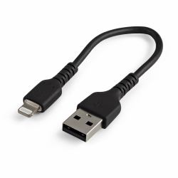 StarTech.com Cable Resistente USB-A a Lightning de 15 cm Negro - Cable de Sincronización y Carga USB Tipo A a Lightning con Fibra de Aramida Resistente - Certificado MFi de Apple - para iPad/iPhon...