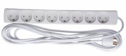 Microconnect GRU00850WDK base múltiple 5 m 8 salidas AC Interior Blanco (8-way Danish Power Strip 5m - With Earth, without ON/OFF - Switch - Warranty: 300M)