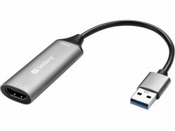 Sandberg 134-19 Adaptador gráfico USB Gris (HDMI Capture Link to USB-A - HDMI Capture Link to USB, - 2.0, USB Type-A, HDMI output - Warranty: 60M)