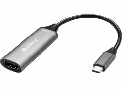 Sandberg 136-36 Adaptador gráfico USB Gris (HDMI Capture Link to USB-C - HDMI Capture Link to USB-C, - USB Type-C, HDMI output - Warranty: 60M)