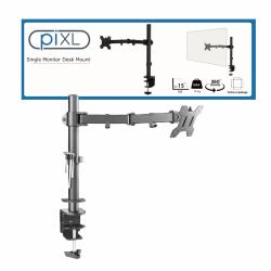 piXL SINGLE ARM Supporti a parete per TV 68,6 cm [27"] Scrivania Nero (piXL Desk-Mounted Fully-Adjustable Single Monitor Arm for Screens up to 32 inch with VESA Mount & Built-In Cable Management)