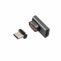 Microconnect USB3.1CCMF-MAGNETIC Adaptador gráfico USB Negro (Magnetic USB-C Adapter 90Â° - USB-C to USB-C Male-Female - right-angled adapter extends the USB-C cable, even where there is little ...