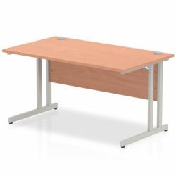 Dynamic Impulse Straight Desk (Dynamic Impulse 1400 x 800mm Straight Desk Beech Top Silver Cantilever Leg)