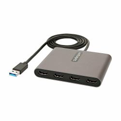 StarTech.com Adaptador USB 3.0 a 4 Puertos HDMI - Tarjeta Gráfica y de Vídeo Externa - Dongle Llave USB-A a 4x HDMI - 1080p a 60Hz - Conversor Multimonitor USB a HDMI - Solo para Windows (USB TO ...