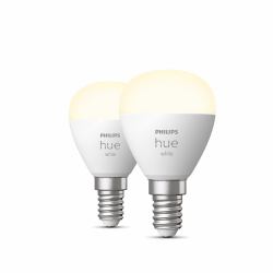 Philips Hue White Bombilla esférica - Bombilla inteligente E14 - [paquete de 2] (Philips Hue White - LED-Lampe - Form: P45 - E14 - 5.7 W [Entsprechung 40 W])