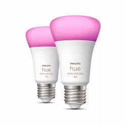 Philips Hue White and Color ambiance Bombilla inteligente A60 - E27 - 1100 [paquete de 2] (Philips Hue - LED-lyspÃ¦re - form: A60)