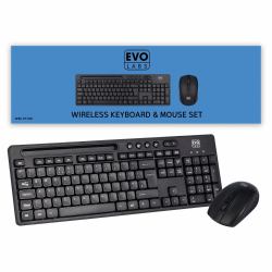 evo labs WM-757UK Wireless Keyboard and Mouse Combo Set, 2.4GHz Full Size Qwerty UK Layout Keyboa...