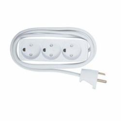 Microconnect GRU035WDK base múltiple 5 m 3 salidas AC Interior Blanco (3-way Danish Power Strip 5m - Without ON/OFF Switch, with - child protection - Warranty: 300M)