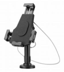 Manhattan Soporte de sobremesa para iPad y tablet, bloqueable, montable en pared, antirrobo, para tablets de 7,9" a 10,5", rotación 360°, inclinación ±70°, giro 330°, negro (IPAD/TABLET DESK ...