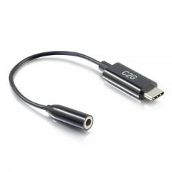 C2G 54426 cable de teléfono móvil Negro 0,09 m USB-C 3,5 mm (C2G USB C to 3.5mm Audio Adapter - USB C to AUX Cable - USB C to Headphone Jack - USB-C to headphone jack adapter - USB-C male to mini...