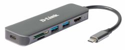 D-Link DUB-2327 base para portátil y replicador de puertos Alámbrico USB Tipo C Gris 
