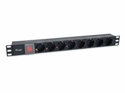 Equip 333286 unidad de distribución de energía [PDU] 8 salidas AC 1U Negro (8-Outlet German Power - Distribution Unit With Iec - C14 Plug - Warranty: 12M)