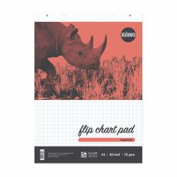 RHINO RHFC-2 blocco per lavagne e accessori 580 x 810 mm Bianco, Rosso, Nero (RHINO A1 Flipchart Pad 40 Leaf S20/B [Pack of 10])