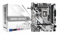 Asrock H610M-HDV/M.2+ D5 Intel H610 LGA 1700 micro ATX (ASRock H610M-HDV/M.2+ D5 Intel 1700 Socket Motherboard, Micro-ATX, 2x DDR5 Slots, 1x M.2 Socket, 1x USB-C Port, GbE LAN, 1x D-Sub / 1x Displa...