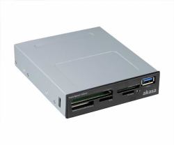 Akasa AK-ICR-27 lettore di schede USB 3.2 Gen 1 [3.1 Gen 1] Interno Nero, Grigio (Akasa USB 3.0 Multi Card Reader, Supports CF/MS/SD/MicroSD UHS-II Cards, 3.5", Internal USB 3.0 Connector, Black, f...