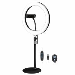 LogiLink AA0152 iluminación de anillo 120 LED (LED Ring Fill Light, with - desk stand, 25 cm, black - Warranty: 48M)