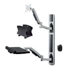 StarTech.com Estación de Trabajo Soporte de Pared para Monitor VESA de 27 Pulgadas [10kg] con Bracket para CPU / Ordenador y Bandeja para Teclado y Ratón - con Brazo Articulado para Monitor (WALL...