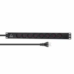 Lanview LVR-2MDK-LIC-DK8 unidad de distribución de energía [PDU] 8 salidas AC 1U Negro (19" rack mount power strip, - 1U, 13A with 8 x danish type - K socket and 2m cable with type K plug - Warra...