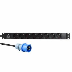 Lanview LVR-3MIEC-LIC-SCH8 unidad de distribución de energía [PDU] 8 salidas AC 1U Negro (19" rack mount power strip, - 1U, 16A with 8 x Schuko type - F socket and 3m power cord and IEC 16A plug ...