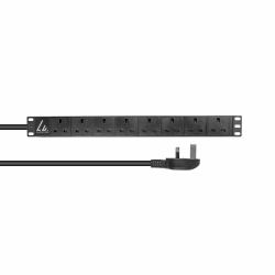 Lanview LVR-3MUK-SPD-UK8 unidad de distribución de energía [PDU] 8 salidas AC 1.4U Negro (UK Rack mount power strip, - 1U, 13A with 8x UK socket and - 3m cable with UK plug - Warranty: 300M)