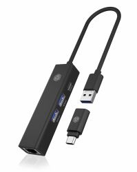 RaidSonic ICY BOX IB-HUB1439-LAN Alámbrico USB 3.2 Gen 1 [3.1 Gen 1] Type-A Negro 