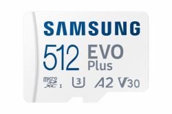 Samsung MB-MC512S 512 GB MicroSDXC UHS-I (Samsung EVO Plus MB-MC512S - Flash memory card [microSDXC to SD adapter included] - 512 GB - A2 / Video Class V30 / UHS-I U3 / Class10 - microSDXC UHS-I - ...