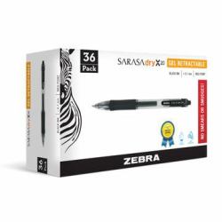 Zebra Pen SARASA dry X20 Bolígrafo de gel de punta retráctil Negro 36 pieza[s] (Zebra SARASA Gel Retractable Rollerball 0.7mm Pen Black Ink Pack 36)