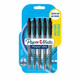 Papermate Flexgrip Ultra Negro Bolígrafo de punta retráctil con pulsador Medio 5 pieza[s] (Paper Mate 2027751 Flexgrip 5 pack Black ink Retractable Ball Pen)