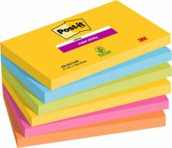 3M 7100242804 nota autoadhesiva Rectángulo Azul, Verde, Naranja, Rosa, Amarillo 90 hojas Autoadhesivo (Post-it Pack of 6 Super Sticky Notes 76x127mm 90 Sheet Carnival Colours)