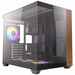 Antec CX800 Midi Tower Negro, Madera (Antec CX800 Wood Mid Tower Gaming Case, 1 x USB Type-C / 1 x USB 3.0, Tempered Glass Front and Side Window Panel, Dual Chamber Design, 4 x Pre-Installed ARGB L...