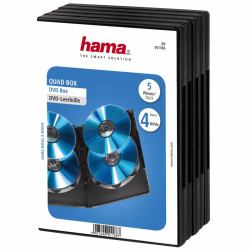 Hama DVD Quad Box, Black, Package of 5 pieces 4 discos Negro (QUAD BOX DVD JEWEL CASE 5 PACK BLACK)