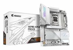 GIGABYTE X870E AORUS PRO ICE Scheda Madre - Supporta CPU AMD Ryzen 9000, 16+2+2 Fasi VRM Digitale, fino a 8000MHz DDR5 [OC], 3xPCIe 5.0 + 1xPCIe 4.0, Wi-Fi 7, 2.5GbE LAN, USB 4 (AORUS X870E PRO ICE...