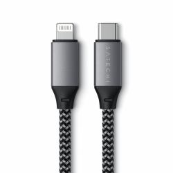 Satechi ST-TCL10M cable USB 0,25 m USB C USB C/Lightning 0,48 Gbit/s Negro, Gris 