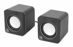 Manhattan 2600 Series Negro, Plata Alámbrico 6 W (2600 SERIES 2X USB SPEAKERS - USB A/C FOR SOUND/POWER BLACK/SL)