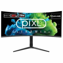 pixl CM34C7 34 Inch Ultrawide Gaming Monitor, 165Hz, 1.5ms, 3440x1440, HDMI, DisplayPort, USB Typ...