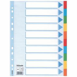 Esselte Multicoloured Card Divider Separador en blanco con pestaña Caja de cartón Multicolor (Esselte faneblade karton A4 10-delt fa)