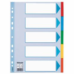 Esselte 100191 lengüeta de índice Separador en blanco con pestaña Caja de cartón (Faneblade karton A4 5-delt)