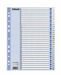 Esselte 100139 lengüeta de índice Separador numérico con pestaña Polipropileno [PP] Azul, Blanco (Esselte register PP A4 1-31 hvid)
