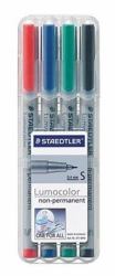 Staedtler 311 WP4 marcador 4 pieza[s] Negro, Azul, Verde, Rojo (Marker Lumocolor Non-P 0,4mm ass [4])