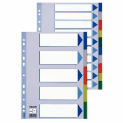 Esselte Plastic tabs, A4 Separador en blanco con pestaña Cloruro de polivinilo [PVC] (Esselte faneblade PP A4 20-delt farved)