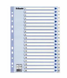 Esselte 100138 lengüeta de índice Separador numérico con pestaña Polipropileno [PP] Azul, Blanco (Register Non-Stop A4 1-20 Wht)