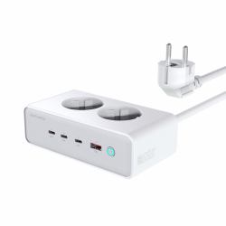 4smarts 540065 cargador de dispositivo móvil Universal Plata, Blanco Corriente alterna Carga rápida Interior (4smarts Desk Charger GaN 65W with AC sockets white)