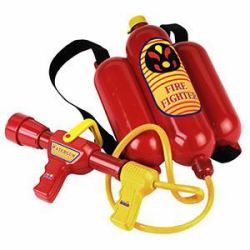 Theo Klein Fireman's water sprayer, net bag + header card (Theo Klein Fire Department)
